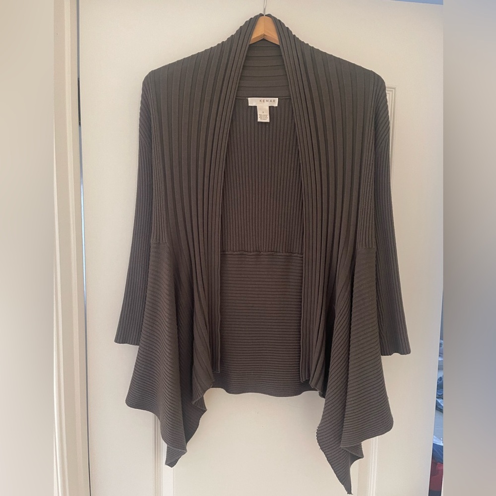 Ribbed Open Cardigan Sweater
